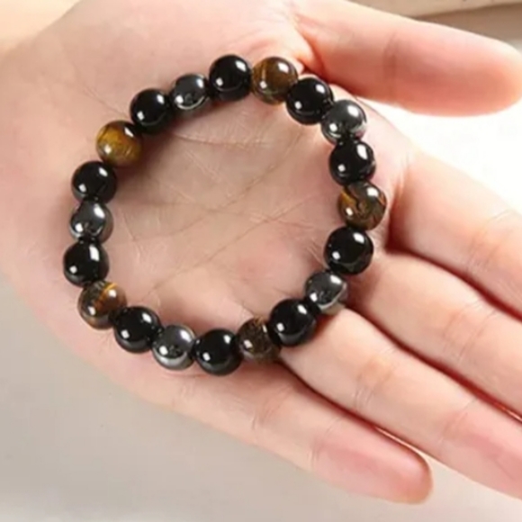 Tiger Eye, Hematite & Black Obsidian Triple Protection Chakra Healing Br… - Picture 3 of 3